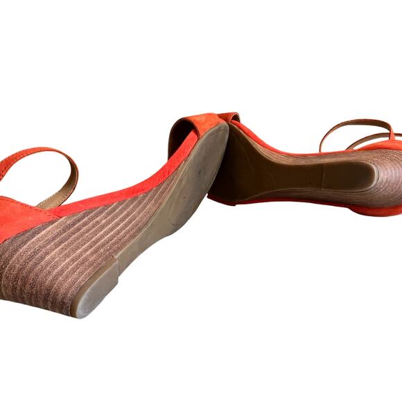 Franco Sarto Dade Low Wedge Sandals Tangerine Orange 7.5 - Picture 6 of 9